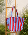 Tote Bag riscas bordô e azul