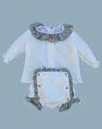 Blusa musselina com gola de folhos