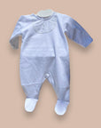 Babygrow branco com pintas cinzas