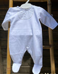 Babygrow branco com pintas cinzas