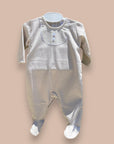 Babygrow taupé com pintas amarelas