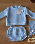 Conjunto 3 peças tricot - Azul