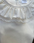 T-shirt manga curta bege com gola cambraia