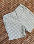 Calção com bolsos vichy azula água
