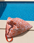 Puff praia abstrato Creme e Laranja | Com fecho