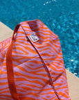 Puff praia zebra laranja e lilás | Com fecho