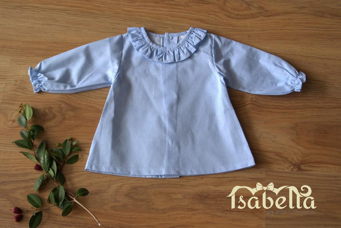 Camisa azul bebé com folho