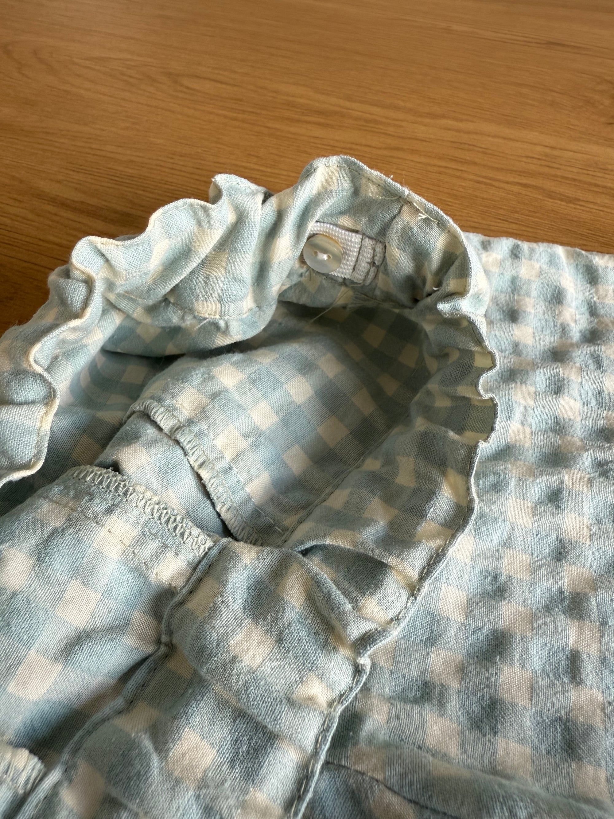 Calção com bolsos vichy azula água