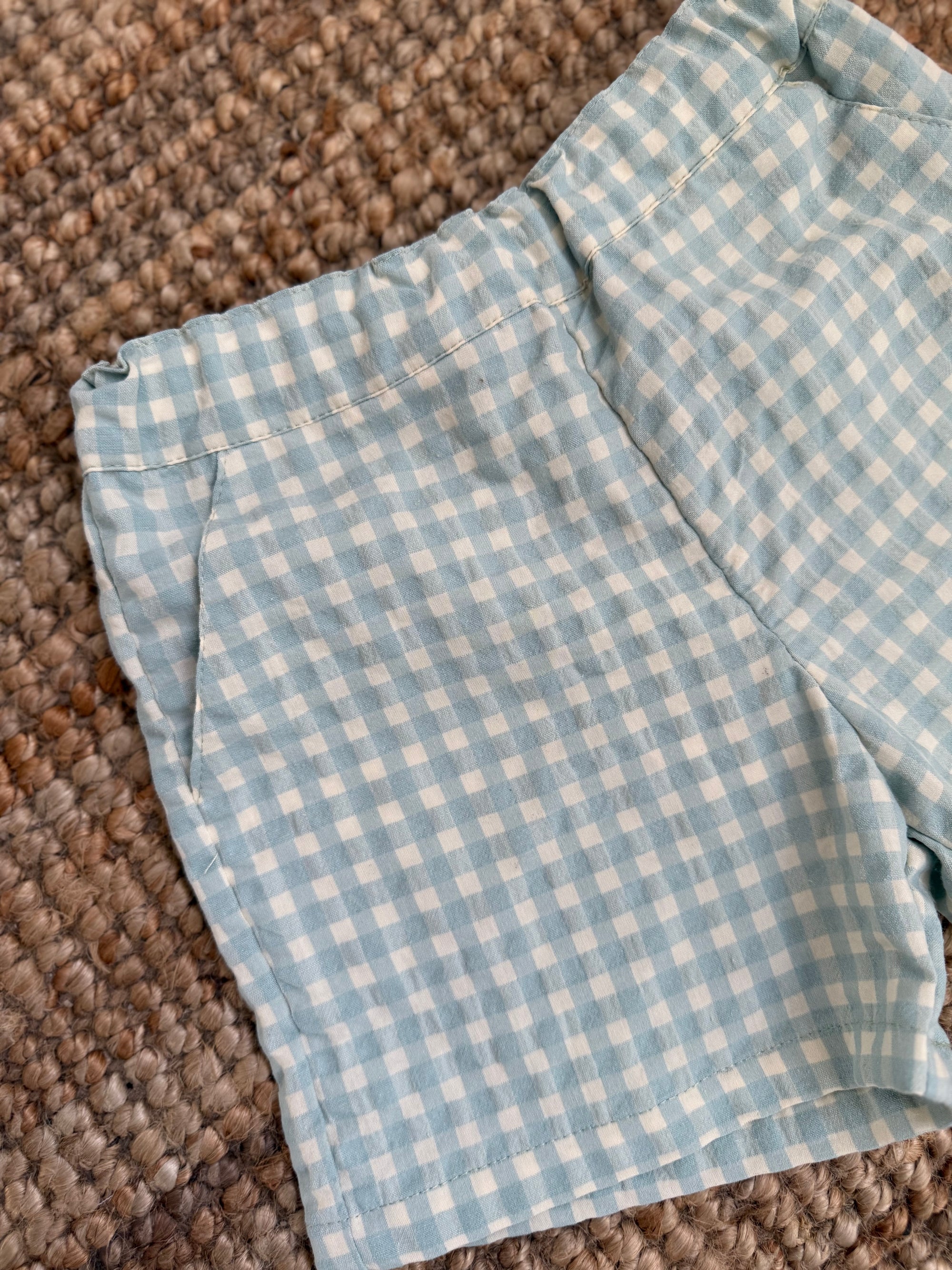 Calção com bolsos vichy azula água