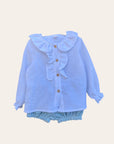FRILL SHIRT WITH COLLAR WOOD BUTTONS / ISA2332
