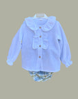 FRILL SHIRT WITH COLLAR WOOD BUTTONS / ISA2332