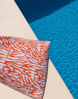 Puff praia abstrato Creme e Laranja | Com fecho