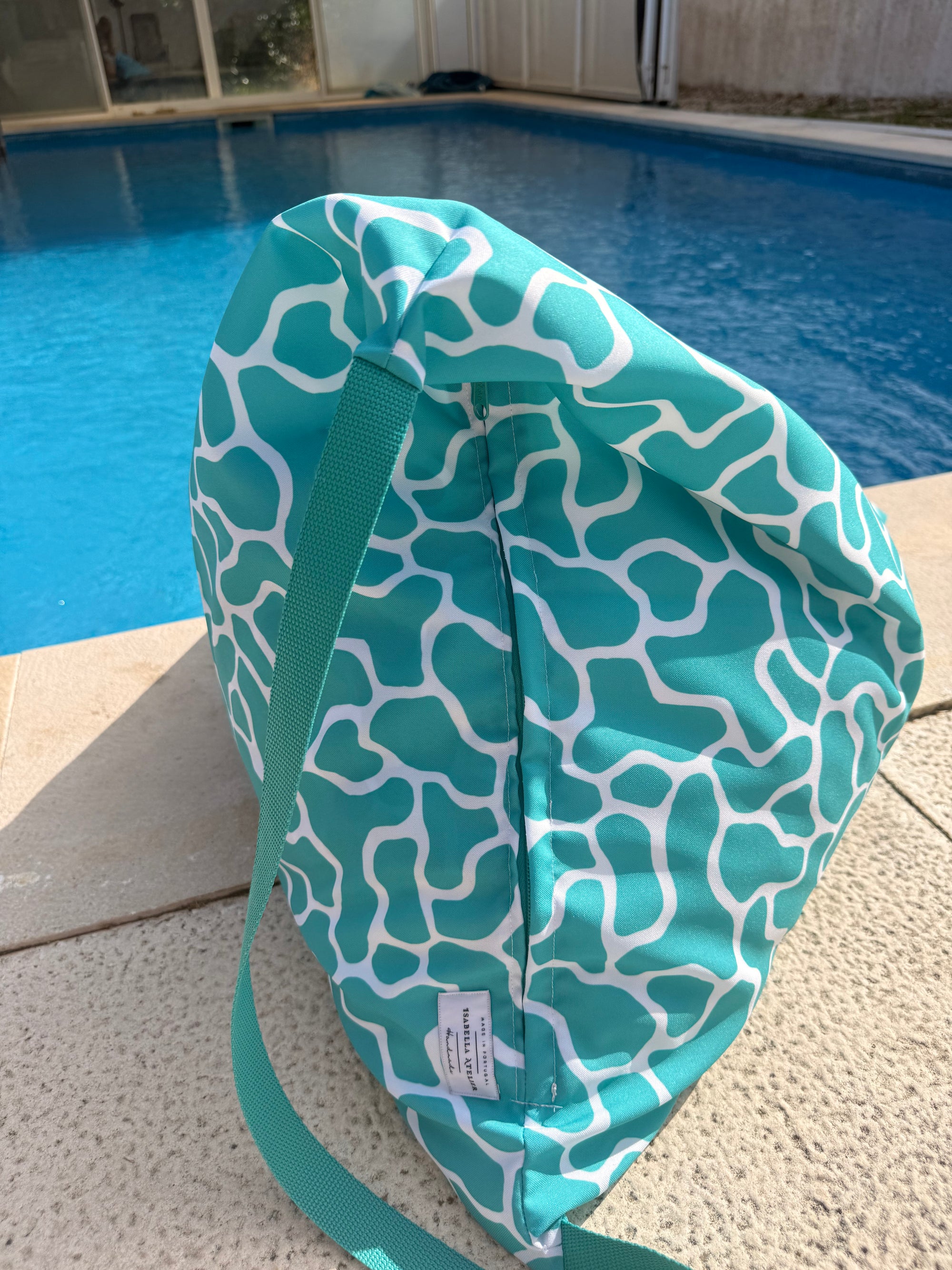 Puff praia manchas verdes | Com fecho
